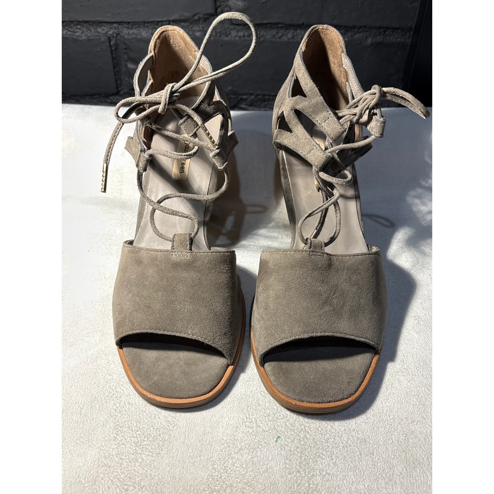 Paul Green Sandals Womens 8.5 Gray Suede Strappy Block Heel Buckle 03 2045 05